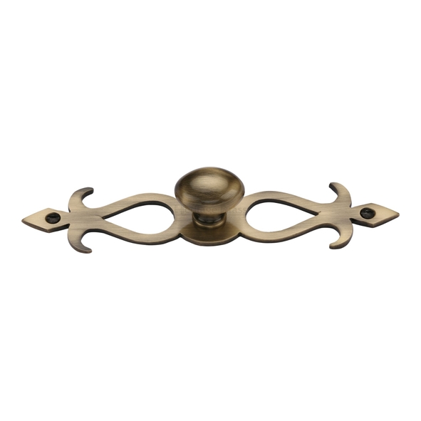 C3072 32-AT • 32 x 162 x 32mm • Antique Brass • Heritage Brass Oval On Traditional Plate Cabinet Knob